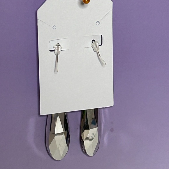 Sterling Silver Multicolor Teardrop Crystal Earrings - Picture 4 of 5